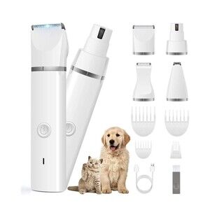 Dog Pet Clippers Grooming Kit Hair Low Noise Paw Trimmer Rechargeable Cordless